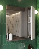 Karen Banyo Gümüş 65 Cm Lavabolu Banyo Dolabı Retro Gümüş-Beyaz Lavabo Dahil - 3