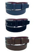 3'lü Set Çocuk Boy Suni Deri 3 cm.lik Garson Klasik Kemer - Siyah Lacivert Kahve - G3S-23HZ thumbnail 1