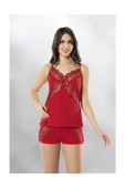 Kadın Dantel Detaylı Penye Atlet Şort Gecelik Takım 6339 - 2