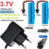 3.7v 18650 650 Mah Li-on Siyah Soketli 2 Adet Oyuncak Pili + 3.7V Şarj Cihazı - 1