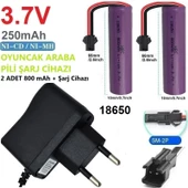 3.7v 18650 800 Mah Li-on Siyah Soketli 2 Adet Oyuncak Pili + 3.7V Şarj Cihazı thumbnail 1