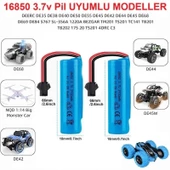 3.7v 18650 3500 Mah Li-on Siyah Soketli 2 Adet Oyuncak Pili + 3.7V Ev Şarj Cihazı - 3