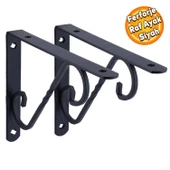 Raf Altı Raf Tutucu Ayak Ferforje Siyah 145 x 195 mm 2 ADET thumbnail 1