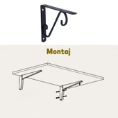 Raf Altı Raf Tutucu Ayak Ferforje Siyah 150x110 mm 2 ADET - 3