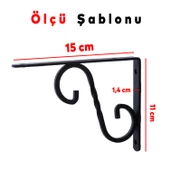 Raf Altı Raf Tutucu Ayak Ferforje Siyah 150x110 mm 2 ADET - 2