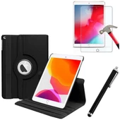 Smody iPad 9.Nesil 8.Nesil 7.Nesil 10.2 inç 360 Dönerli Standlı Kapaklı Kılıf + Temperli Cam + Kalem thumbnail 1