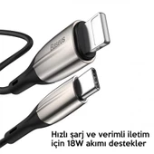 Baseus 18W 1 Metre USB C To İphone Lightning Şarj ve Data Kablosu, Süper Hızlı, Halat Dayanıklı Kablo - 2