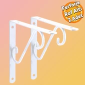 Raf Altı Raf Tutucu Ayak Ferforje Beyaz 195 x 145 mm 2 ADET thumbnail 1