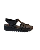 Neon AKM-012 Kadın Siyah Hakiki Deri Sandalet - 1