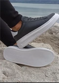 Darkstep 156 Siyah-Beyaz Cilt Kalın Taban Sneaker Ayakkabı - 3