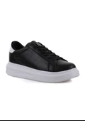 Darkstep 156 Siyah-Beyaz Cilt Kalın Taban Sneaker Ayakkabı - 5