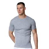 Gümüş Erkek Sıfır Yaka Kısa Kol Atlet Sıfır Yaka Fanila 4050 - 2