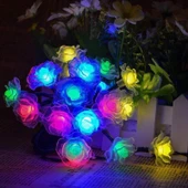 Solar 30Led Ampül 4M İp Gül Desen Güneş Enerjili Dekorasyon Doğum Günü Düğün - 8