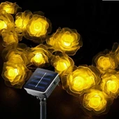 Solar 30Led Ampül 4M İp Gül Desen Güneş Enerjili Dekorasyon Doğum Günü Düğün - 1