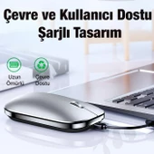 Polham 2.4Ghz Ultra Sessiz Şarjlı Ergonomik Kablosuz Magic Mouse, Apple, Microsoft Uyumlu Mouse - 10