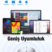 Polham 2.4Ghz Ultra Sessiz Şarjlı Ergonomik Kablosuz Magic Mouse, Apple, Microsoft Uyumlu Mouse - 9