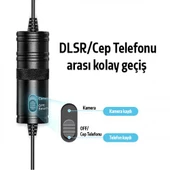 Polham 6 Metre 3.5MM Telefon ve Kamera İçin Yaka Mikrofonu, Canlı Yayın, Profesyonel Muhabir Mikrofonu - 2