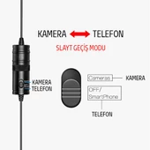 Polham 6 Metre 3.5MM Telefon ve Kamera İçin Yaka Mikrofonu, Canlı Yayın, Profesyonel Muhabir Mikrofonu - 3
