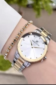 Daniel Klein DKISTE80 Gold Gümüş Renk Kesme Camlı Kadın Kol Saati ve Bileklik thumbnail 3