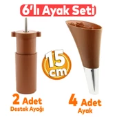 Clara 6'lı Set Mobilya Koltuk Kanepe Baza Yatak Tv Ünite Destek Ayağı 15 Cm Ayakları Kahverengi thumbnail 1