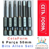 CetaForm 6 Adet x 5cm Takım Manyetik Bits Allen Alyan Matkap Ucu - 1