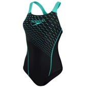 SPEEDO KADIN YÜZÜCÜ MAYOSU MEDLEY LOGO MDLT AF BLK/TILE GRN 8-13474A274 YZM UK BEDEN - 2