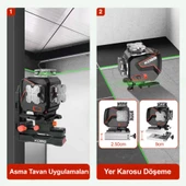 Kobb Kbl36gtp Profesyonel Li-İon Şarjlı 4X360⁰ Lcd Ekran Otomatik Hizalamalı Yeşil Çapraz Çizgi Lazer Distomat+Tripod - 8