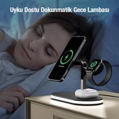 Polham 15W 4in1 Gece Lambalı Magsafe Kablosuz Şarj Standı, İphone, Apple watch ve Airpods Pro/2 Şarj - 2