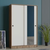 ABRE VM-300 CEVİZ BEYAZ SÜRGÜ KAPAKLI PORTMANTO - 1