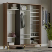 VİLZA ANTRASİT GRİ SÜRGÜ KAPAKLI AYNALI PORTMANTO VESTİYER - 4