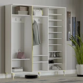 VİLZA BEYAZ SÜRGÜ KAPAKLI AYNALI PORTMANTO VESTİYER - 4