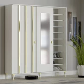 VİLZA BEYAZ SÜRGÜ KAPAKLI AYNALI PORTMANTO VESTİYER - 2