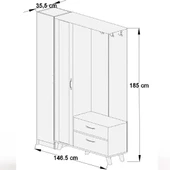 ABRE VM-34342 DORE CEVİZ VESTİYER PORTMANTO AYAKKABILIK - 4