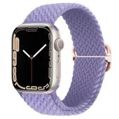 Polham Apple Watch 1/2/3/4/5/6/7/8 İçin 42-44-45MM Uyumlu Japon Tokalı Elastik Kayış Kordon - 8