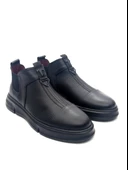 Marcomen12432 Erkek Lastikli Kısa Deri Siyah Casual Bot - 2