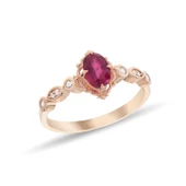 0,11 Karat Pırlantalı Vintage Yakut Taşlı Yüzük - 1