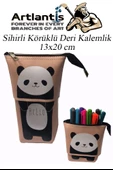 Körüklü Kalemlik Panda 1 Adet Sihirli Körüklü Deri Kalemlik Kalem Çantası Sevimli Panda Kalem Kutusu - 4