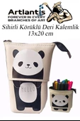Körüklü Kalemlik Panda 1 Adet Sihirli Körüklü Deri Kalemlik Kalem Çantası Sevimli Panda Kalem Kutusu - 1