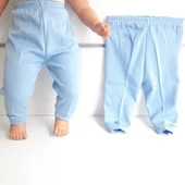 Sade Mavi Tek Alt Bebek Penye Pantolon - 1