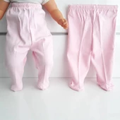Patikli Pembe Tek Alt Bebek Penye Pantolon - 1