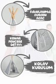 Çocuk Kızılderili Ahşap Direkli Geniş Oyun Çadırı ve Minderli Ev & Bahçe Oyun Alanı - 2