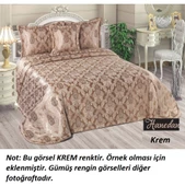 Altın Kelebek Çeyizlik Abiye Lüks Çift Kişilik Yatak Örtüsü-Hanedan Gümüş - 2