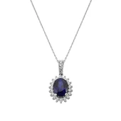 1,88 KARAT PIRLANTALI SAFİR OVAL KOLYE - 1