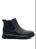 Marcomen 18336 Erkek Lastikli Hakiki Deri Siyah Casual Bot - 1