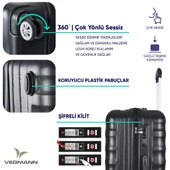 Vegmann Delphin Siyah Büyük Boy Valiz thumbnail 3