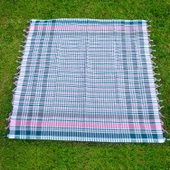 mandaş 140x140 Yer Sofra Bezi Piknik Masa Örtüsü Saçaklı mavi - 1