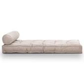 Homedius Sofa Buklet Kapitoneli Yer-Sedir Minderi  Açık Kahverengi Çift - 3