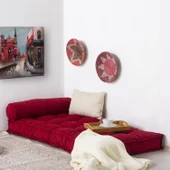 Homedius Sofa Buklet Kapitoneli Yer-Sedir Minderi  Çift Kırmızı - 9