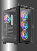 Sprange CS-1 Bilgisayar Kasası 4 x 120mm RGB Fan + Controller + Uzaktan Kumanda - 5