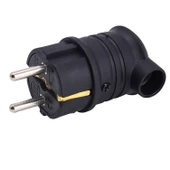 Sağlam Monofaze Kauçuk Dış Mekan Dayanıklı Kablo Bahçe Korunaklı Erkek Eğik Fiş Siyah thumbnail 2